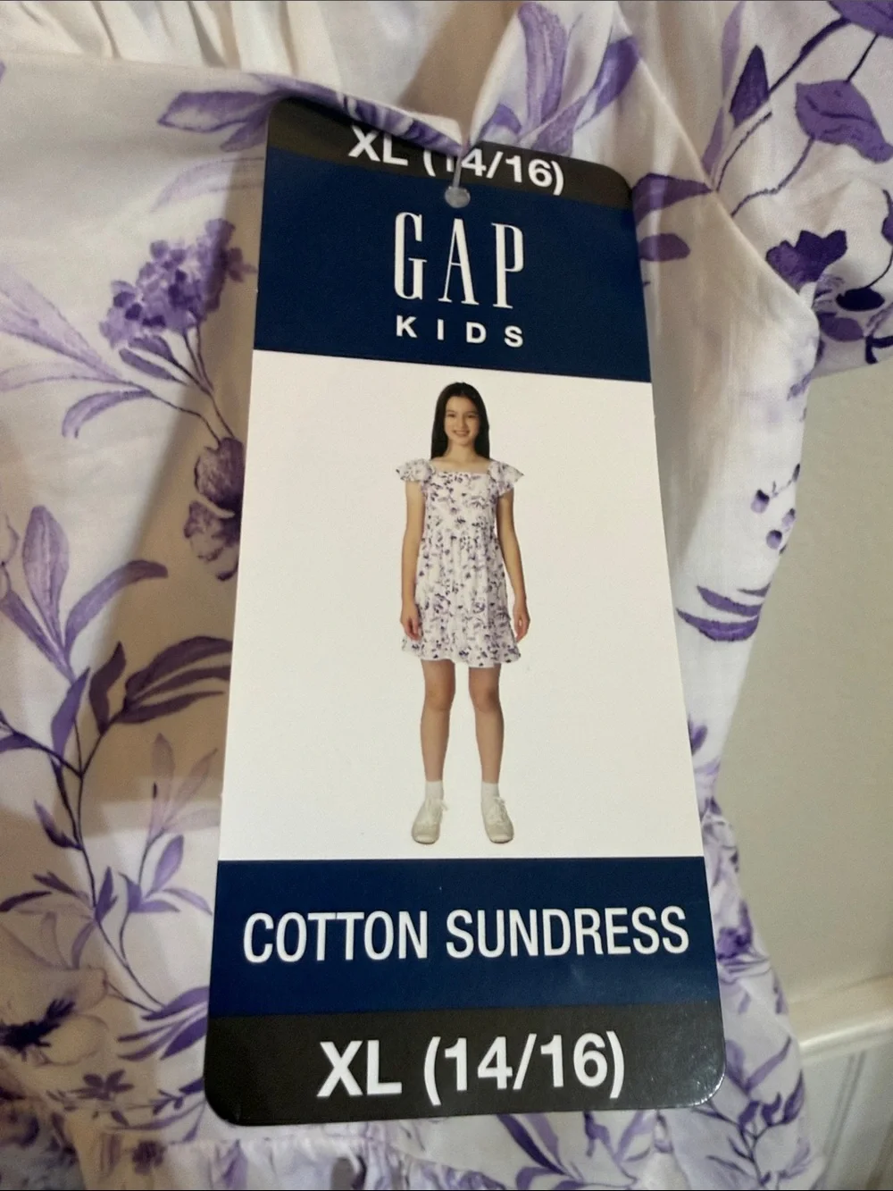 NWT GAP Girls' White and Purple Floral Off-Shoulder Dress